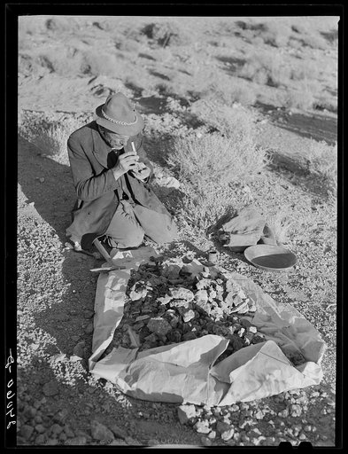 Prospector testing ore samples. Esmeralda County, Nevada