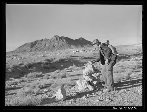 Prospector marking his claim. Esmeralda County, Nevada