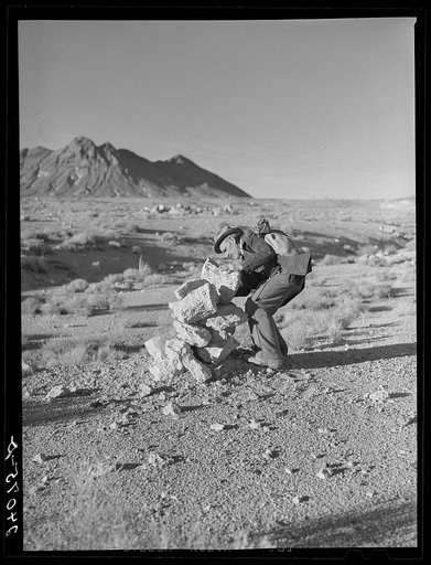 Prospector marking his claim. Esmeralda County, Nevada