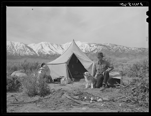 Basque sheepherder camped on the range. Dangberg Ranch, Douglas County, Nevada