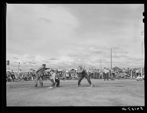 Untitled photo, possibly related to: Baseball game. Tulare migrant camp. Visalia, California