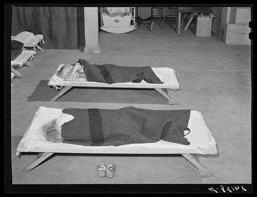 Children sleep in nursery while mothers work. Shafter migrant camp.  Shafter, California