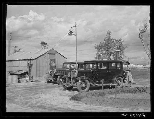 Cooperative gas station. Shafter migrant camp. Shafter, California