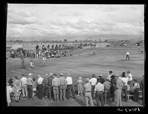 Baseball game. Tulare migrant camp. Visalia, California