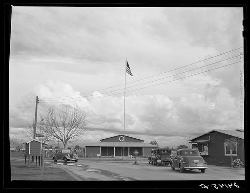Entrance to Tulare migrant camp. Visalia, California