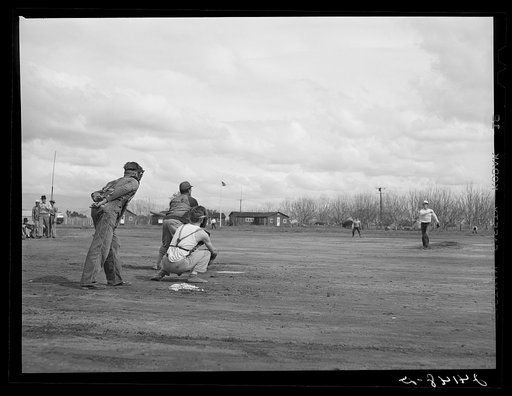 Baseball game. Tulare migrant camp. Visalia, California