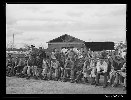 Watching baseball game. Tulare migrant camp. Visalia, California