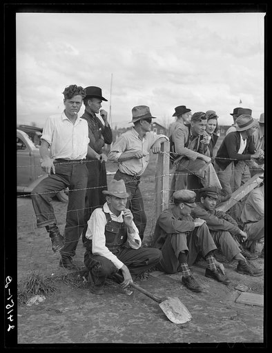 Watching baseball game. Tulare migrant camp. Visalia, California