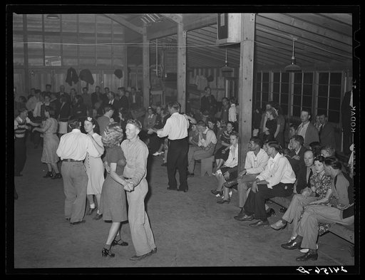 Saturday night dance. Tulare migrant camp. Visalia, California