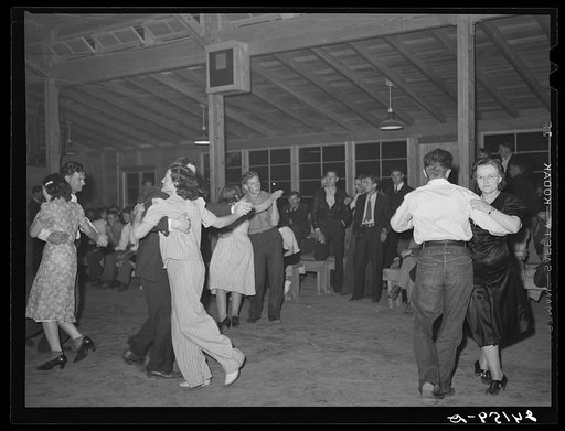 Saturday night dance. Tulare migrant camp. Visalia, California