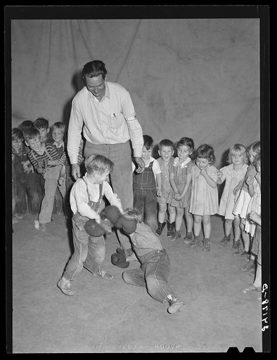 Children playing in nursery. Tulare migrant camp. Visalia, California