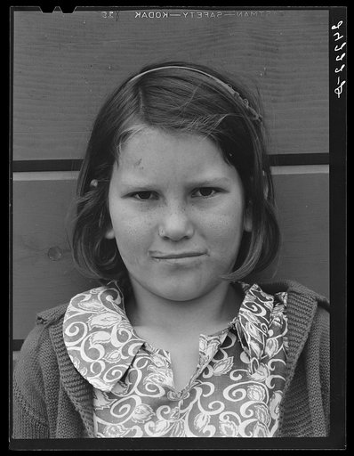 Migrant girl. Tulare migrant camp. Visalia, California
