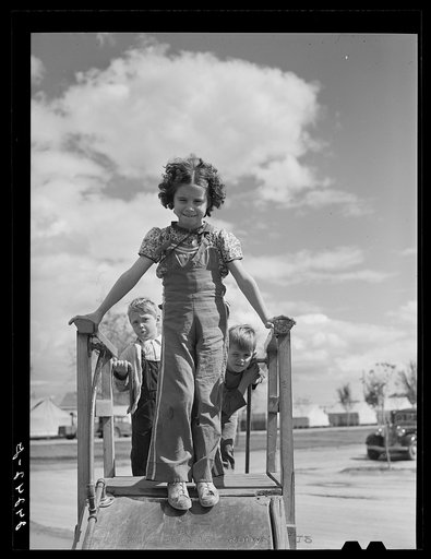 Children on slide. Shafter migrant camp. Shafter, California