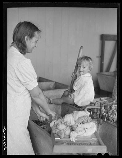 Laundry equipment is in constant use. Tulare migrant camp. Visalia, California