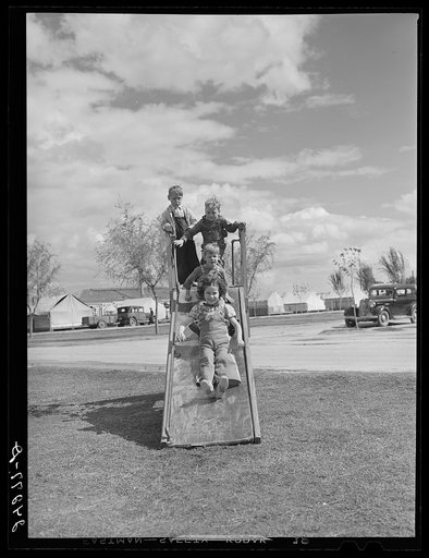 Children playing. Shafter migrant camp. Shafter, California