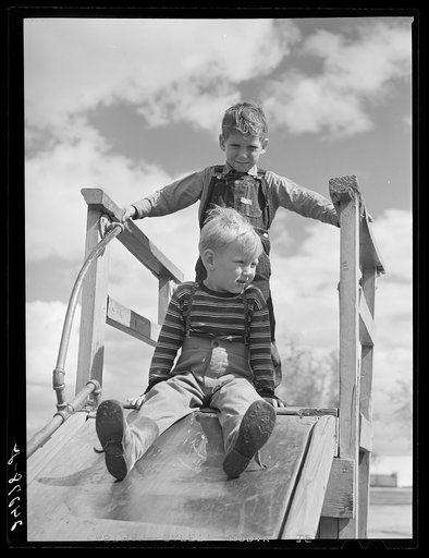 Children playing at Shafter migrant camp. Shafter, California