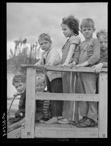 Untitled photo, possibly related to: Children playing. Shafter migrant camp. Shafter, California