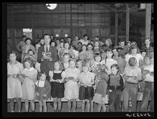 Sunday school. Tulare migrant camp. Visalia, California