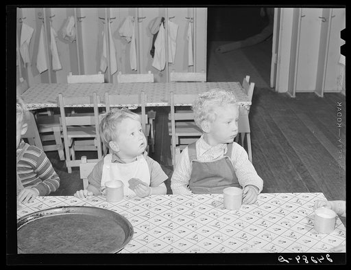 Children are given afternoon lunch in nursery. Shafter migrant camp.  Shafter, California