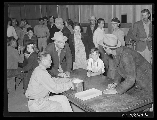 Election for sheriff and councilman. Tulare migrant camp. Visalia, California