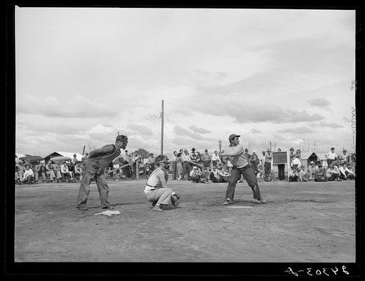 Untitled photo, possibly related to: Baseball game. Tulare migrant camp. Visalia, California