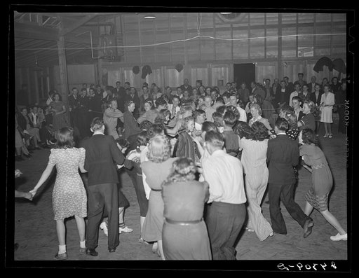 Untitled photo, possibly related to: Saturday night dance. Tulare migrant camp. Visalia, California