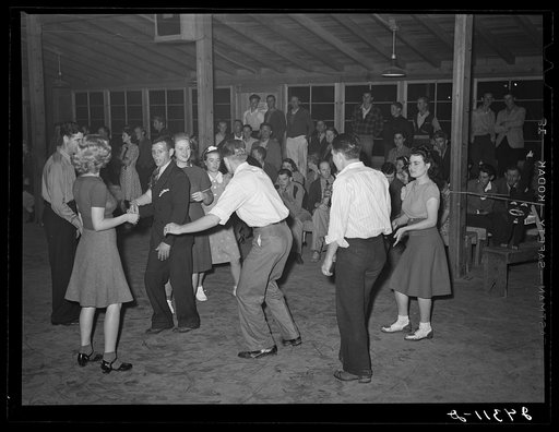 Saturday night dance. Tulare migrant camp. Visalia, California