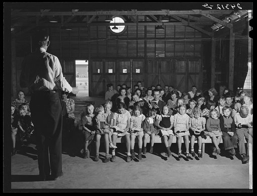 Sunday school. Tulare migrant camp. Visalia, California