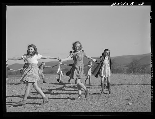 Children playing a singing game during afternoon play period at homestead school. West Virginia