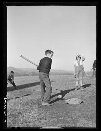 Untitled photo, possibly related to: Baseball game, homestead school. Dailey, West Virginia