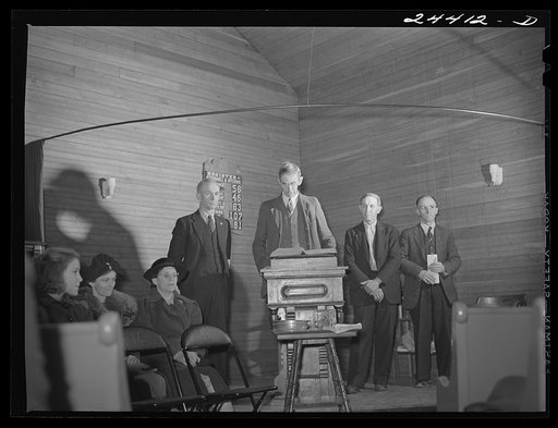 Untitled photo, possibly related to: Bible reading, Sunday school class. Baptist church near project. Dailey, West Virginia