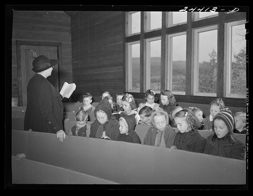 Untitled photo, possibly related to: Youngest group, Sunday school class, singing hymns. Dailey, West Virginia