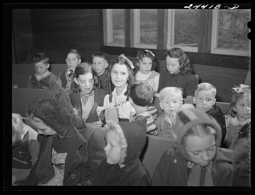 Untitled photo, possibly related to: Youngest group, Sunday school class, singing hymns. Dailey, West Virginia