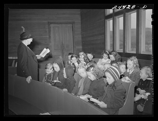 Youngest group, Sunday school class, singing hymns. Dailey, West Virginia