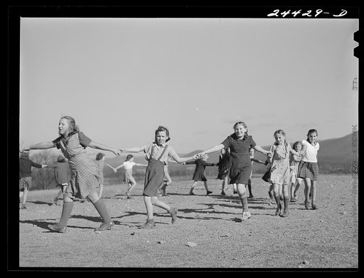 Singing games in the school yard, homestead school. Dailey, West Virginia
