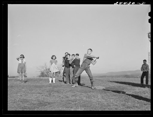 Baseball game, schoolyard, homestead school. Dailey, West Virginia