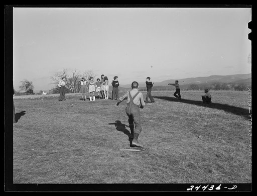 Baseball game, schoolyard, homestead school. Dailey, West Virginia