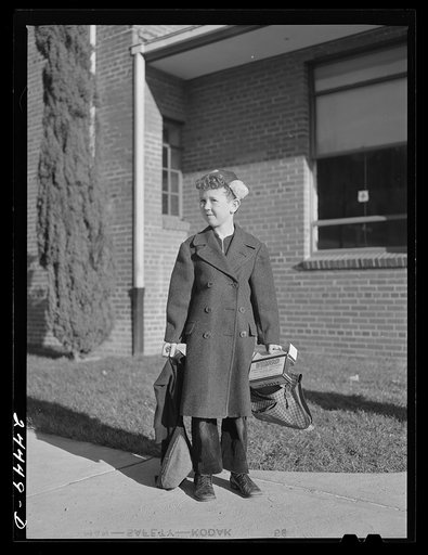 Principal's son on way home from nursery school. Homestead school. Dailey, West Virginia