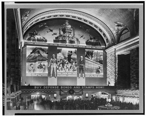 New York, New York. Photo mural to promote the sale of defense bonds, designed by the Farm Security Admininstration, in the concourse of Grand Central terminal.