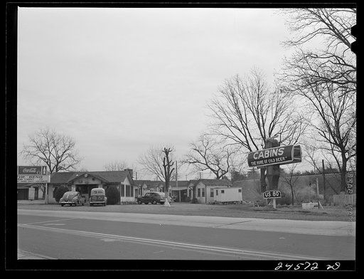 Roadside cabins and trailer park. Texas