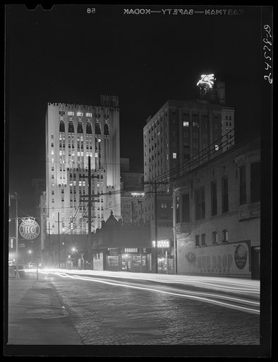 Night view, downtown section. Dallas, Texas