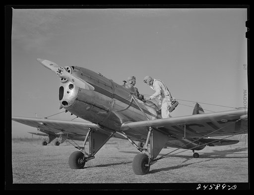 Students and instructor preparing for take off. Meacham Field, Fort Worth, Texas