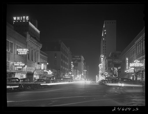 Untitled photo, possibly related to: Night view, downtown section. Dallas, Texas