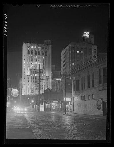 Untitled photo, possibly related to: Night view, downtown section. Dallas, Texas