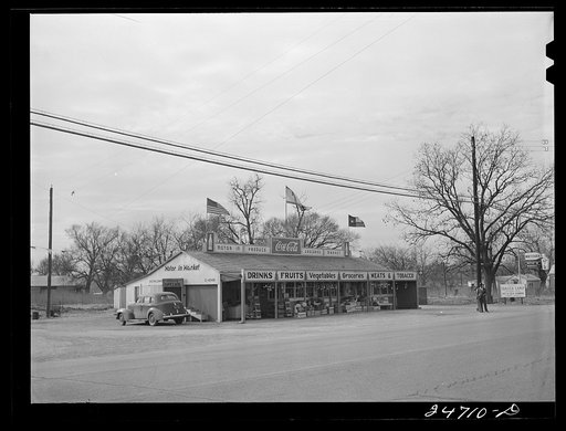 U.S. Highway 80, Texas, between Dallas and Fort Worth. Roadside stand
