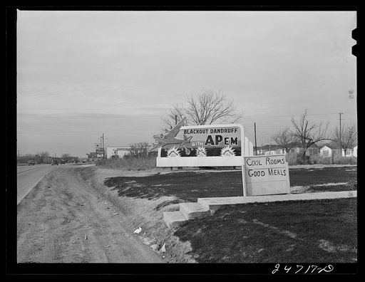 U.S. Highway 80, Texas, between Dallas and Fort Worth. Roadside sign
