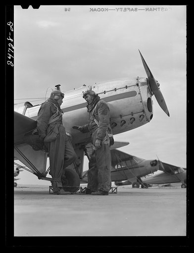Untitled photo, possbly related to: Fort Worth, Texas. Meacham Field. Student and instructor