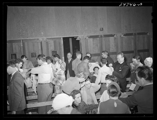 Untitled photo, possibly related to: Red Cross first aid class from Robstown meeting in community center. Robstown, Texas