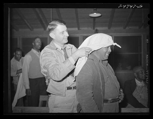 Members of Red Cross first aid class, which meets in community center at FSA (Farm Security Administration) camp. Robstown, Texas