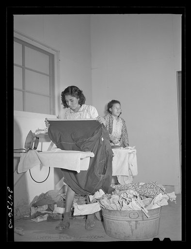 Ironing room, Robstown, Texas. FSA (Farm Security Administration) camp